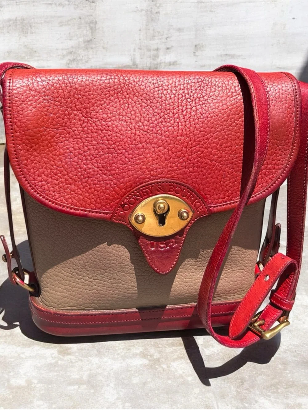 Vintage Dooney & Bourke Taupe Cavalry Spectator Bag